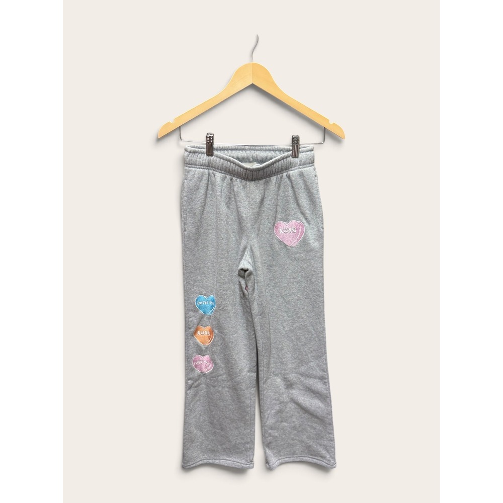 No Comment Womens Gray Conversation Heart Fleece Sweatpants XOXO XS RF434494